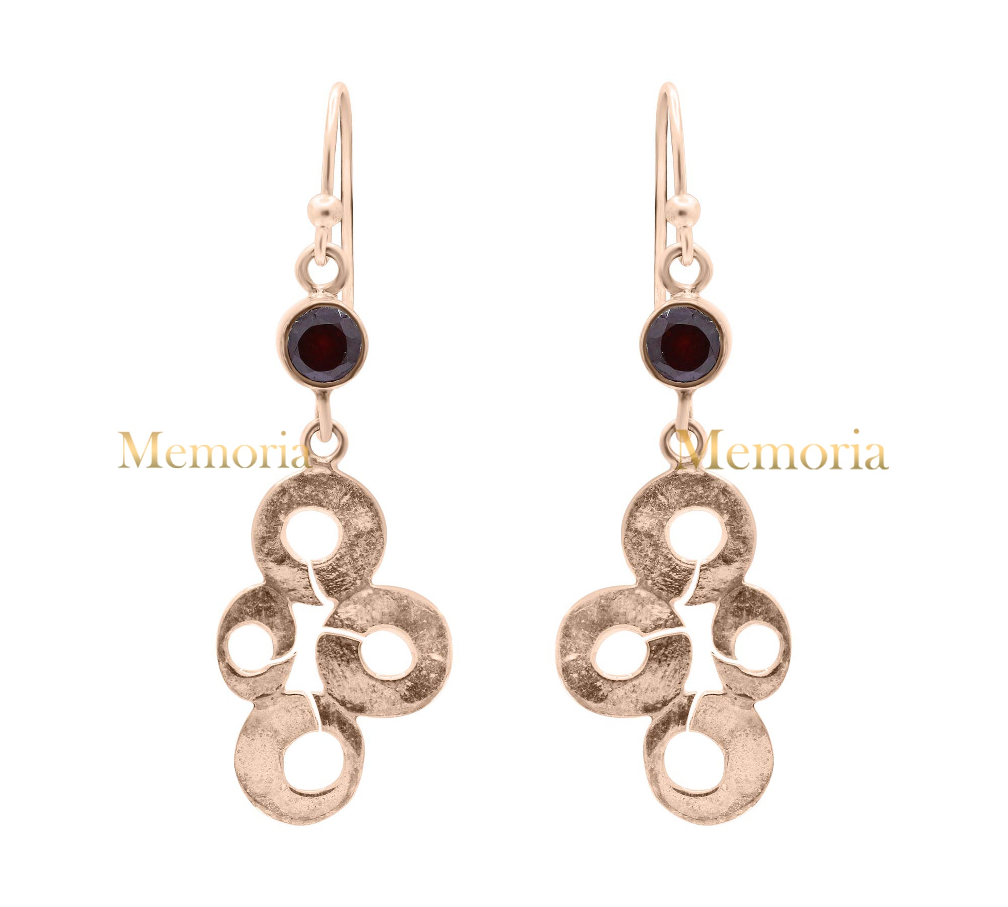 Natural Garnet Gemstone 925 Sterling Silver Gold Plated Drop Earring