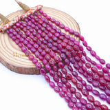 5 Line Certified Natural Ruby Oval Cabochon Spiritual Healing Gemstone Beads Strand Necklace