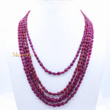 5 Line Certified Natural Ruby Oval Cabochon Spiritual Healing Gemstone Beads Strand Necklace