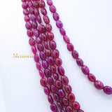 5 Line Certified Natural Ruby Oval Cabochon Spiritual Healing Gemstone Beads Strand Necklace