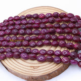 4 Line Natural Ruby Oval Cabochon Spiritual Healing Gemstone Beads Strand Necklace