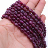 4 Line Natural Ruby Oval Cabochon Spiritual Healing Gemstone Beads Strand Necklace