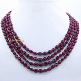 4 Line Natural Ruby Oval Cabochon Spiritual Healing Gemstone Beads Strand Necklace