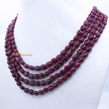 4 Line Natural Ruby Oval Cabochon Spiritual Healing Gemstone Beads Strand Necklace