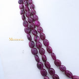 3 Line Natural Ruby Oval Cabochon Spiritual Healing Gemstone Beads Strand Necklace