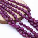 3 Line Natural Ruby Oval Cabochon Spiritual Healing Gemstone Beads Strand Necklace