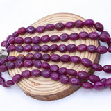 3 Line Natural Ruby Oval Cabochon Spiritual Healing Gemstone Beads Strand Necklace