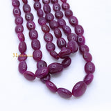 Buy 3 Line Natural Ruby Oval Cabochon Spiritual Healing Gemstone Beads Strand Necklace