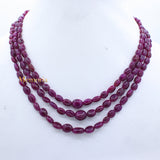 Buy 3 Line Natural Ruby Oval Cabochon Spiritual Healing Gemstone Beads Strand Necklace