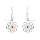 Flower Shaped Drop Dangle Gold Plated Carnelian Gemstone 925 Sterling Silver Earring