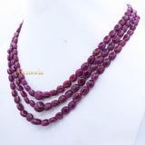 Buy 3 Line Natural Ruby Oval Cabochon Spiritual Healing Gemstone Beads Strand Necklace