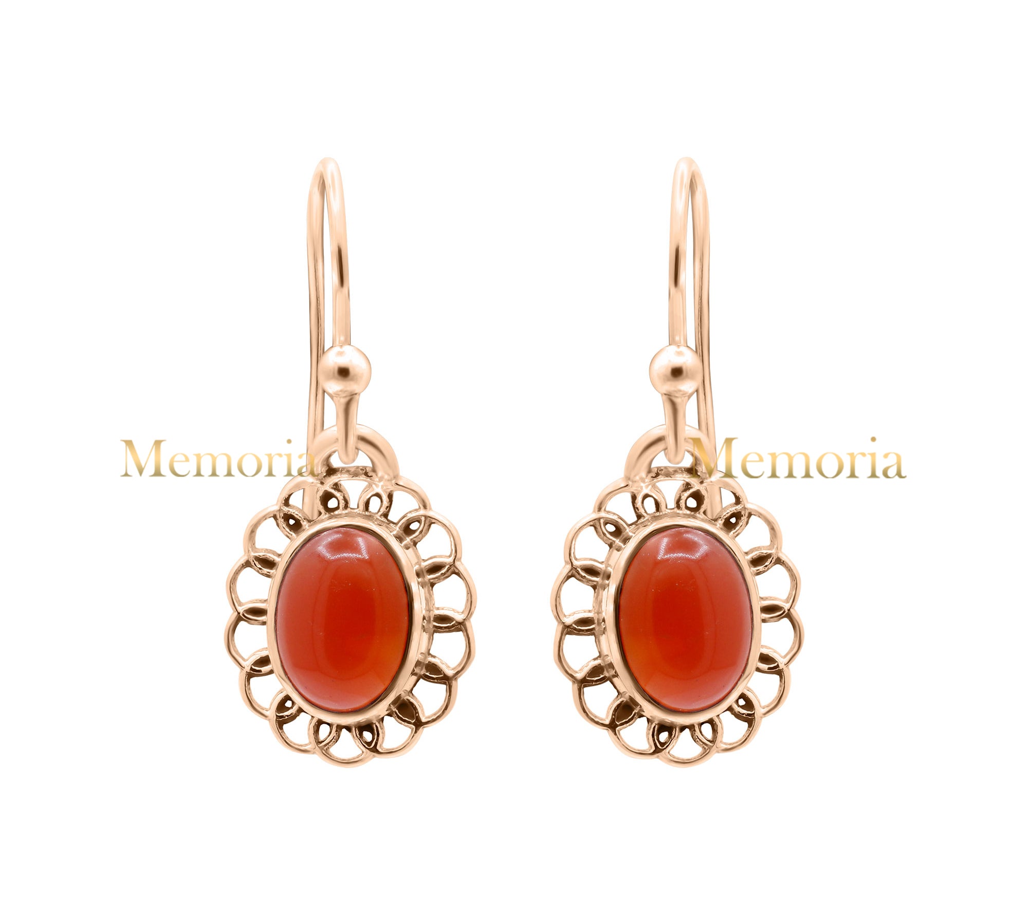 Natural Carnelian Gemstone 925 Sterling Silver Gold Plated Drop Earring