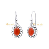 Natural Carnelian Gemstone 925 Sterling Silver Gold Plated Drop Earring