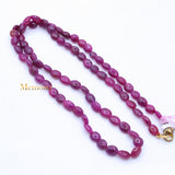 Certified 1 Line Natural Ruby Oval Cabochon Spiritual Healing Gemstone Beads Strand Necklace