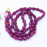 Certified 1 Line Natural Ruby Oval Cabochon Spiritual Healing Gemstone Beads Strand Necklace