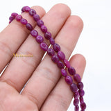 Certified 1 Line Natural Ruby Oval Cabochon Spiritual Healing Gemstone Beads Strand Necklace