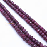 Certified 2 Line Natural Ruby Round Faceted Spiritual Healing Gemstone Beads Strand Necklace