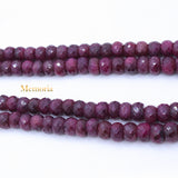 Certified 2 Line Natural Ruby Round Faceted Spiritual Healing Gemstone Beads Strand Necklace