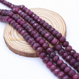 Certified 2 Line Natural Ruby Round Faceted Spiritual Healing Gemstone Beads Strand Necklace