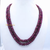 Certified 2 Line Natural Ruby Round Faceted Spiritual Healing Gemstone Beads Strand Necklace