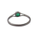 925 Sterling Silver Natural Emerald Gemstone Black Rhodium Plated Ring