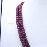 Certified 2 Line Natural Ruby Round Faceted Spiritual Healing Gemstone Beads Strand Necklace