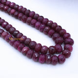 Certified 2 Line Natural Ruby Round Faceted Spiritual Healing Gemstone Beads Strand Necklace