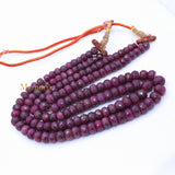 Certified 2 Line Natural Ruby Round Faceted Spiritual Healing Gemstone Beads Strand Necklace