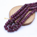 Certified 2 Line Natural Ruby Round Faceted Spiritual Healing Gemstone Beads Strand Necklace