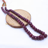 Certified 2 Line Natural Ruby Round Faceted Spiritual Healing Gemstone Beads Strand Necklace