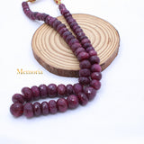 Certified 2 Line Natural Ruby Round Faceted Spiritual Healing Gemstone Beads Strand Necklace