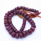 Certified 2 Line Natural Ruby Round Faceted Spiritual Healing Gemstone Beads Strand Necklace