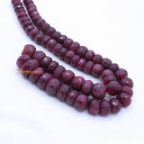 Certified 2 Line Natural Ruby Round Faceted Spiritual Healing Gemstone Beads Strand Necklace