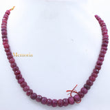 Certified 1 Line Natural Ruby Round Faceted Spiritual Healing Gemstone Beads Strand Necklace