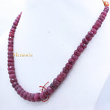 Certified 1 Line Natural Ruby Round Faceted Spiritual Healing Gemstone Beads Strand Necklace