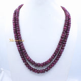 Certified High Quality 2 Line Natural Ruby Round Faceted Spiritual Healing Gemstone Beads Strand Necklace