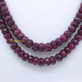 Certified High Quality 2 Line Natural Ruby Round Faceted Spiritual Healing Gemstone Beads Strand Necklace