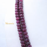 Certified High Quality 2 Line Natural Ruby Round Faceted Spiritual Healing Gemstone Beads Strand Necklace