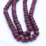 Certified High Quality 2 Line Natural Ruby Round Faceted Spiritual Healing Gemstone Beads Strand Necklace