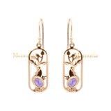 Natural Oval Cut Amethyst Gemstone 925 Sterling Silver Gold Plated Drop Earring