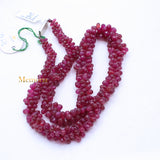 Teardrop Shaped 1 Line Natural Ruby Spiritual Healing Gemstone Faceted Beads Strand Necklace