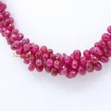 Teardrop Shaped 1 Line Natural Ruby Spiritual Healing Gemstone Faceted Beads Strand Necklace