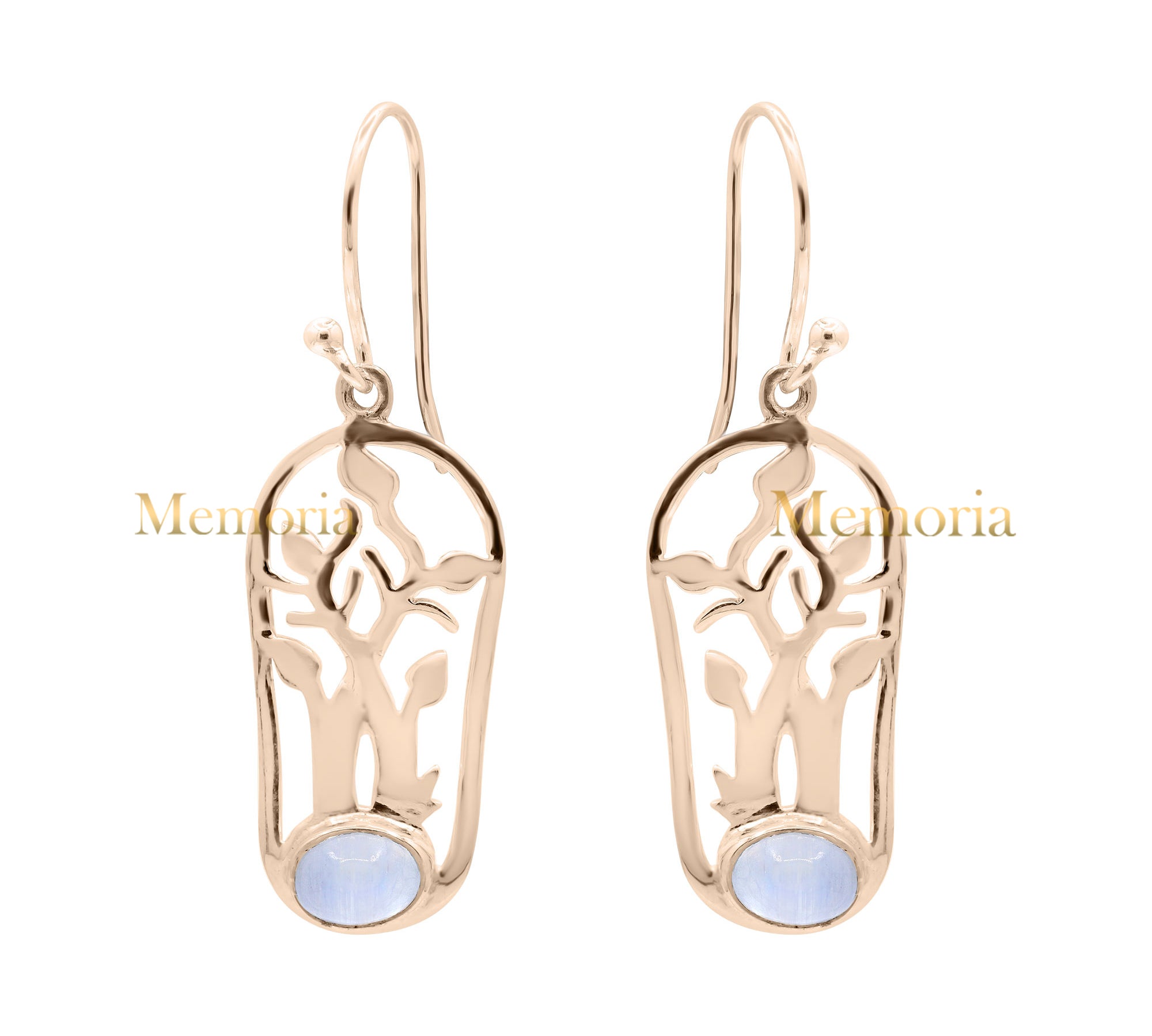 Natural Oval Cut Moonstone Gemstone 925 Sterling Silver Drop Earring