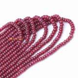 Round Smooth Shaped 7 Line Natural Ruby Spiritual Healing Gemstone Beads Strand Necklace