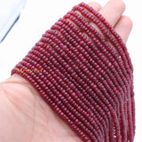 9 Line Round Smooth Shaped Natural Ruby Spiritual Healing Gemstone Beads Strand Necklace