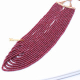 9 Line Round Smooth Shaped Natural Ruby Spiritual Healing Gemstone Beads Strand Necklace