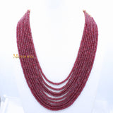 9 Line Round Smooth Shaped Natural Ruby Spiritual Healing Gemstone Beads Strand Necklace