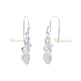 Natural 925 Sterling Silver Pear Cut Moonstone Gemstone Drop Dangle Earring