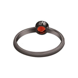 Natural Garnet Gemstone 925 Sterling Silver Black Rhodium Plated Hammered Ring