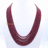 7 Line Round Smooth Shaped Natural Ruby Spiritual Healing Gemstone Beads Strand Necklace